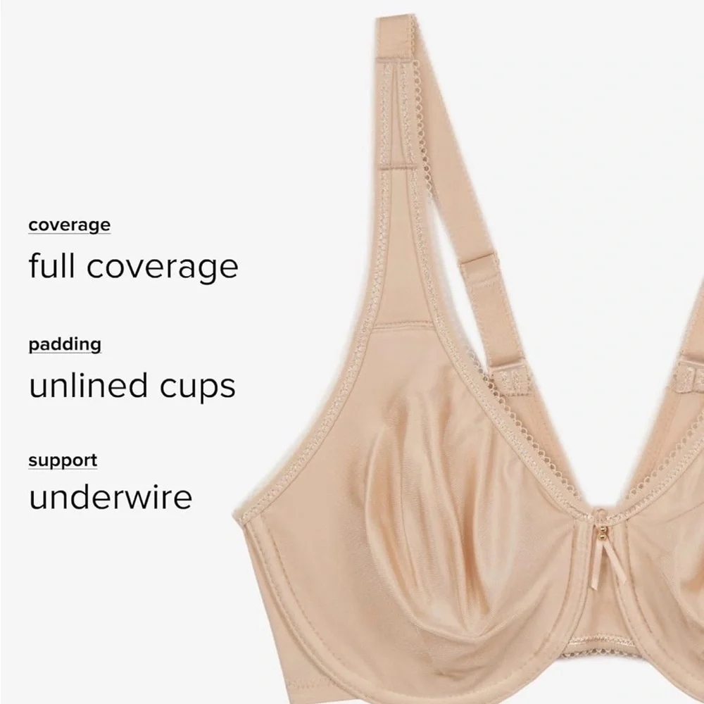 NWT Wacoal Basic Beauty Unlined Underwire Full Coverage Bra in Sand 34D